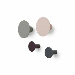 Blomus PONTO Wandhaken 4er-Set - 2 St. à ø 8,5 X T 4,5 Cm + 2 St. à ø 5,0 X T 4,5 Cm - Rose Dust, Elephant, Wine & Gunmetal