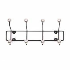 Present Time Saturnus Garderobenleiste - 34x15 Cm - Tiefe 14 Cm - Schwarz Mit Perlen-Kugelhaken