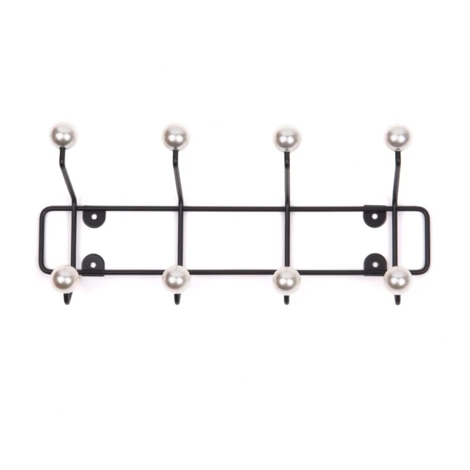 Present Time Saturnus Garderobenleiste - 34x15 Cm - Tiefe 14 Cm - Schwarz Mit Perlen-Kugelhaken 1 Present Time Saturnus Garderobenleiste - 34x15 Cm - Tiefe 14 Cm - Schwarz Mit Perlen-Kugelhaken