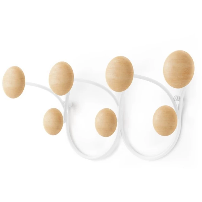 Umbra Dotsy 7 Wandhaken-Garderobe - 43x10x17 Cm - White/natural 1 Umbra Dotsy 7 Wandhaken-Garderobe - 43x10x17 Cm - White/natural
