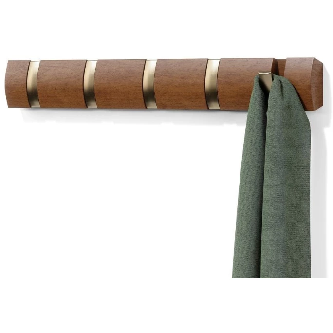 Umbra Flip Wandgarderobe - 51x6x3 Cm - Walnut/gold 3 Umbra Flip Wandgarderobe - 51x6x3 Cm - Walnut/gold – Bild 3