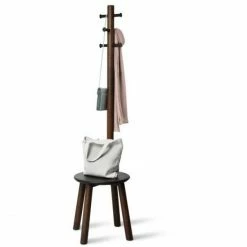 Umbra Pillar Garderobenständer Mit Hocker - ø 50 Cm - Höhe 165 Cm - Black/walnut -qeeboo shop unnamed file 881